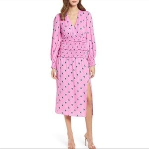Afrm hazel pink floral midi dress medium